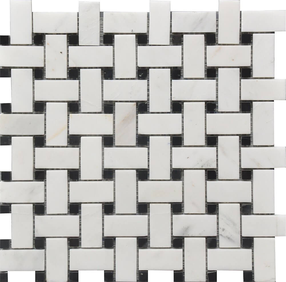 Roca Tile - Basket Weave Marble Bw Mosaic 12 x 12