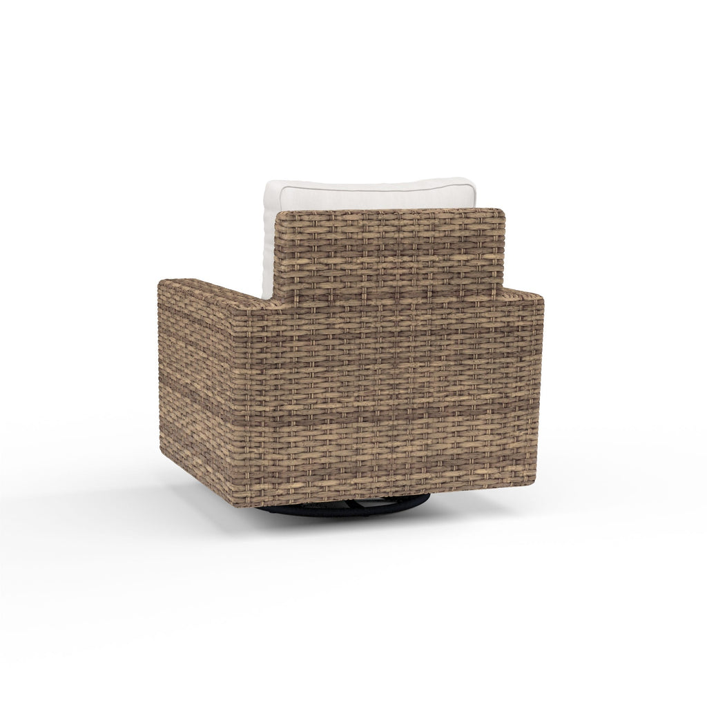 Havana Swivel Club Rocker in Canvas Flax w/ Self Welt
