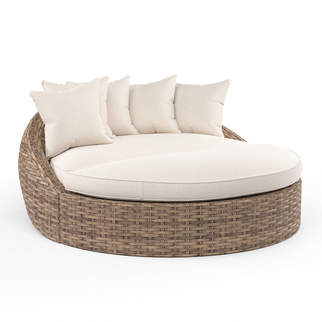 Havana Round Daybed in Canvas Flax w/ Self Welt