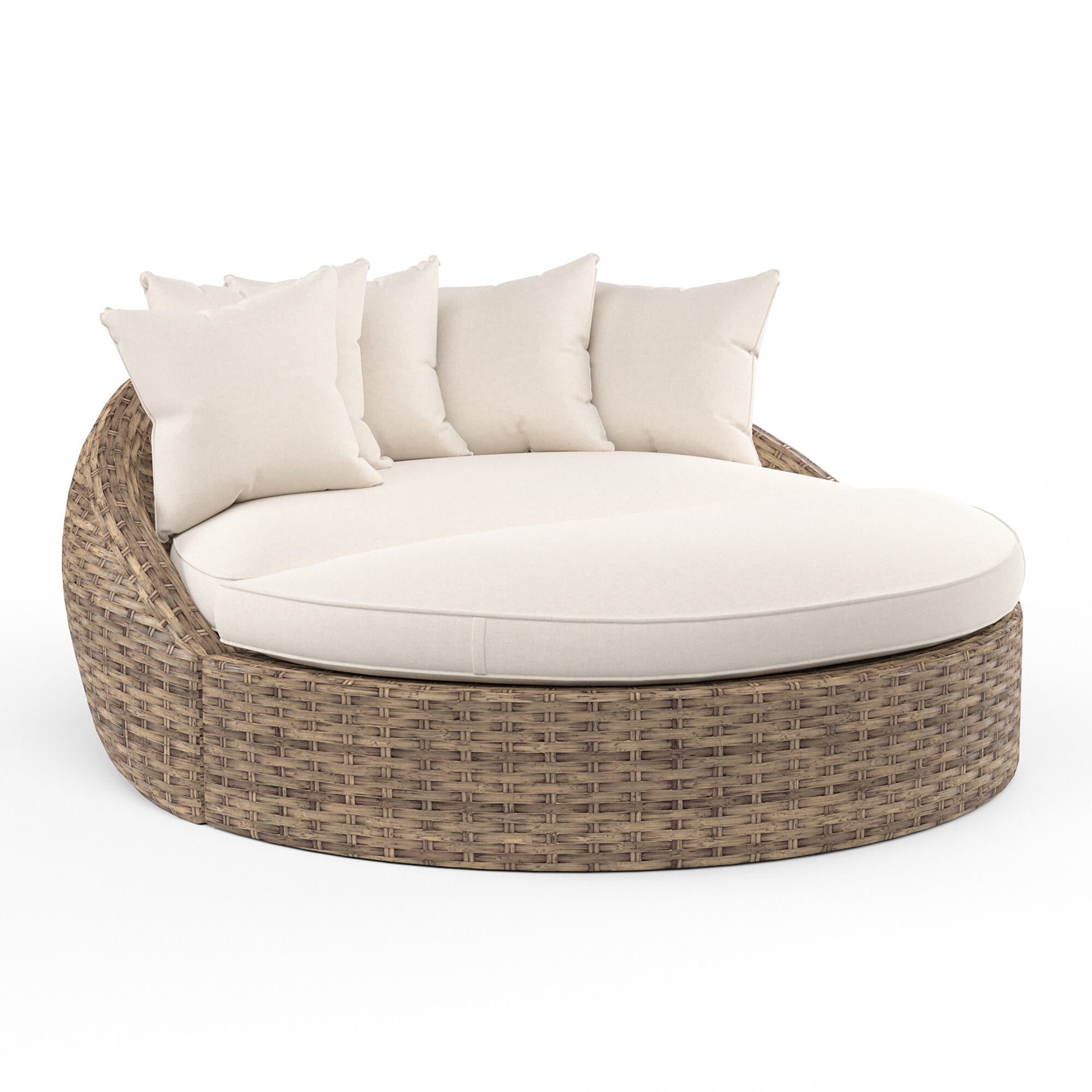 Havana Round Daybed in Canvas Flax w/ Self Welt
