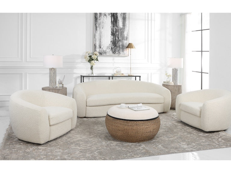 Uttermost Capra Art Deco White Sofa 23746