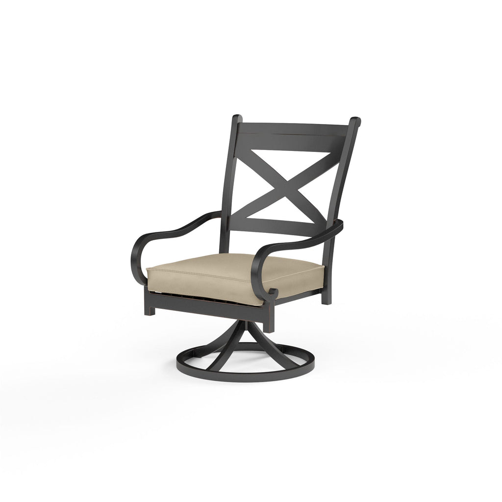Monterey Swivel Dining Chair in Linen Stone w/ Selt Welt