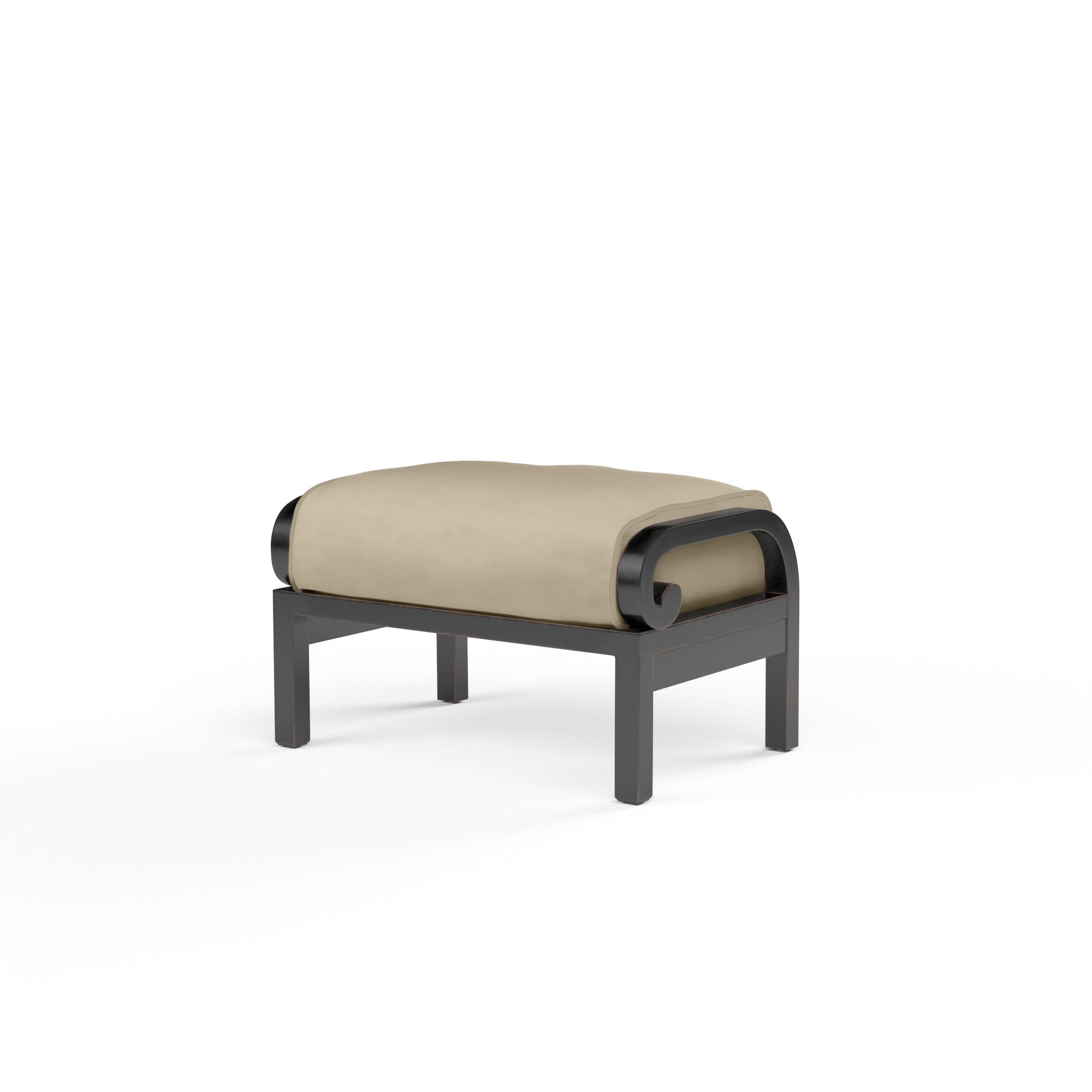 Monterey Ottoman in Linen Stone w/ Selt Welt