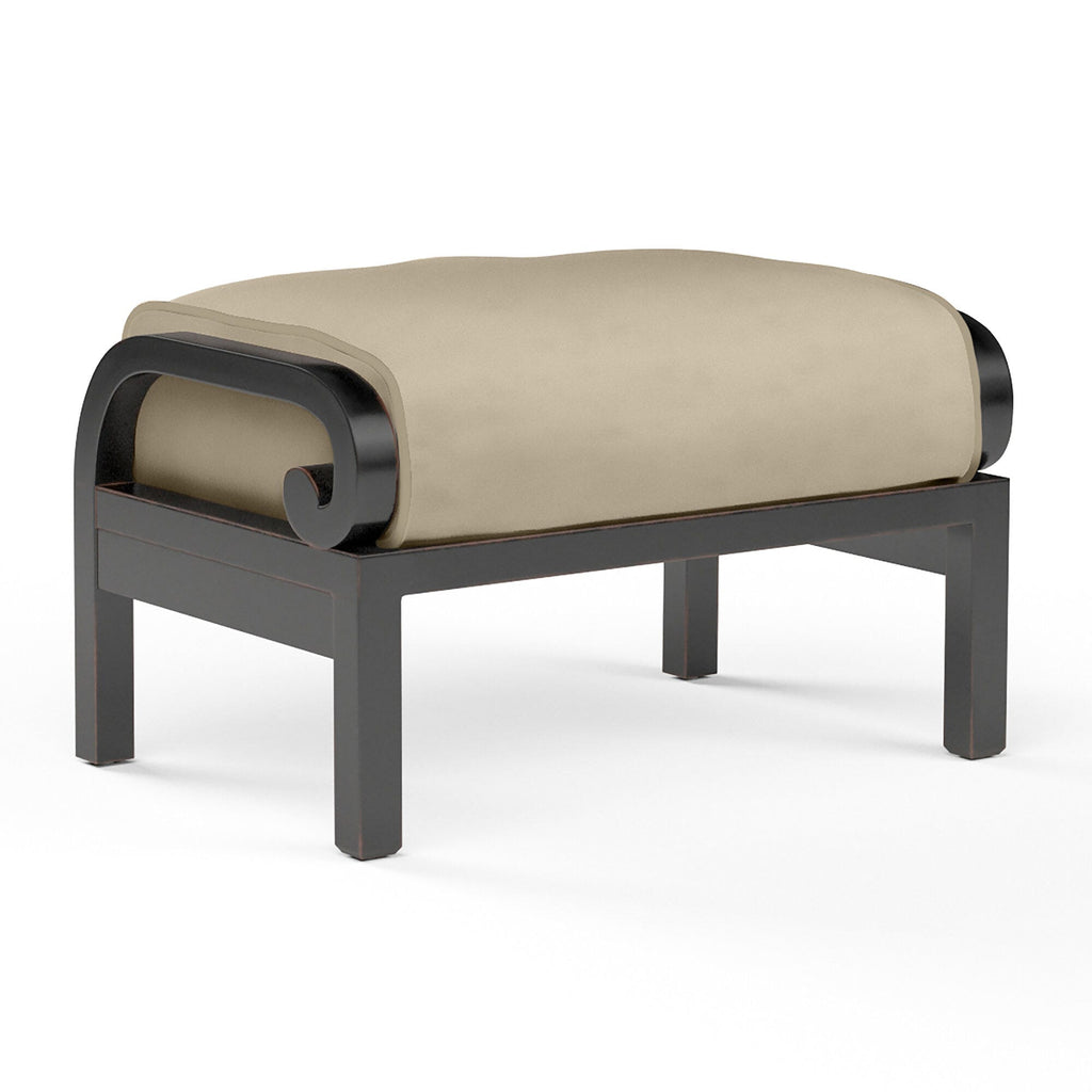 Monterey Ottoman in Linen Stone w/ Selt Welt