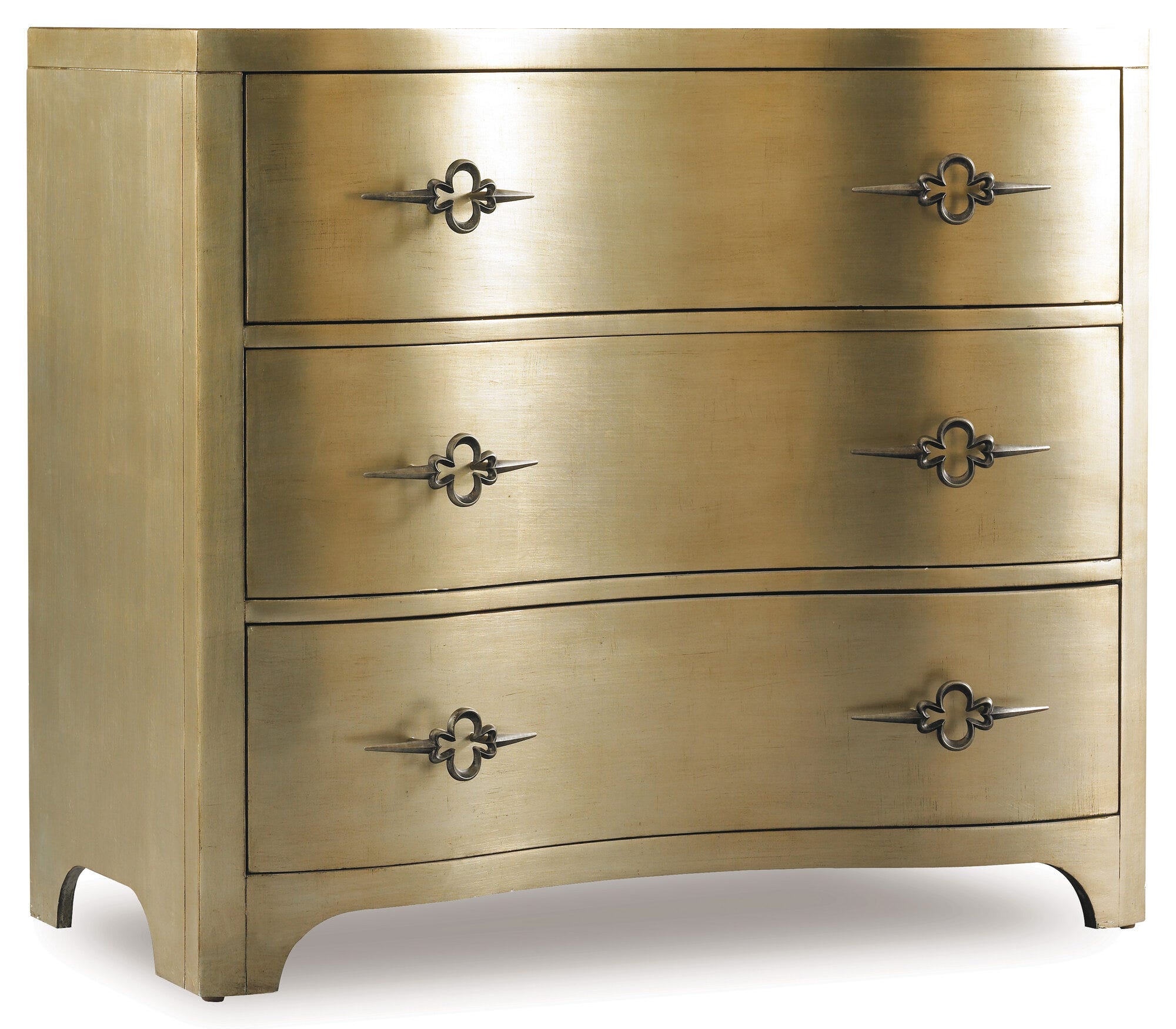 Sanctuary Three-Drawer Shaped Front Gold Chest - Silo Image 1