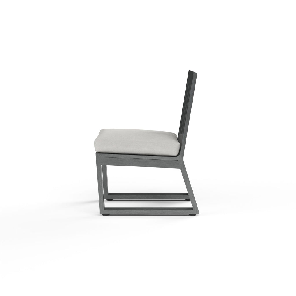 Redondo Armless Dining Chair in Cast Silver, No Welt