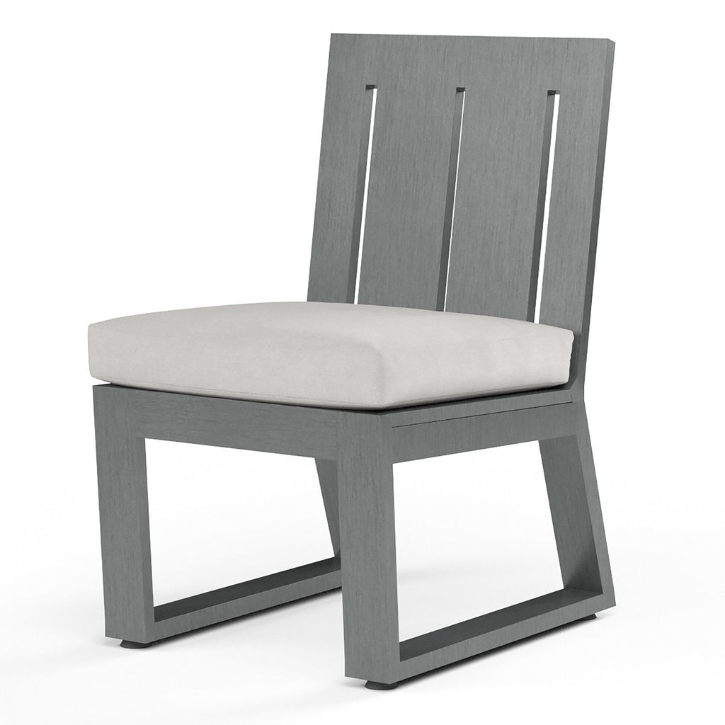 Redondo Armless Dining Chair in Cast Silver, No Welt