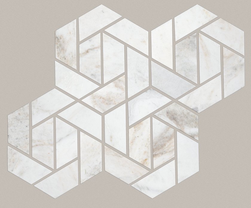 CHATEAU DOUBLE HEXAGON MOSAIC CASHMERE WHITE MAIN