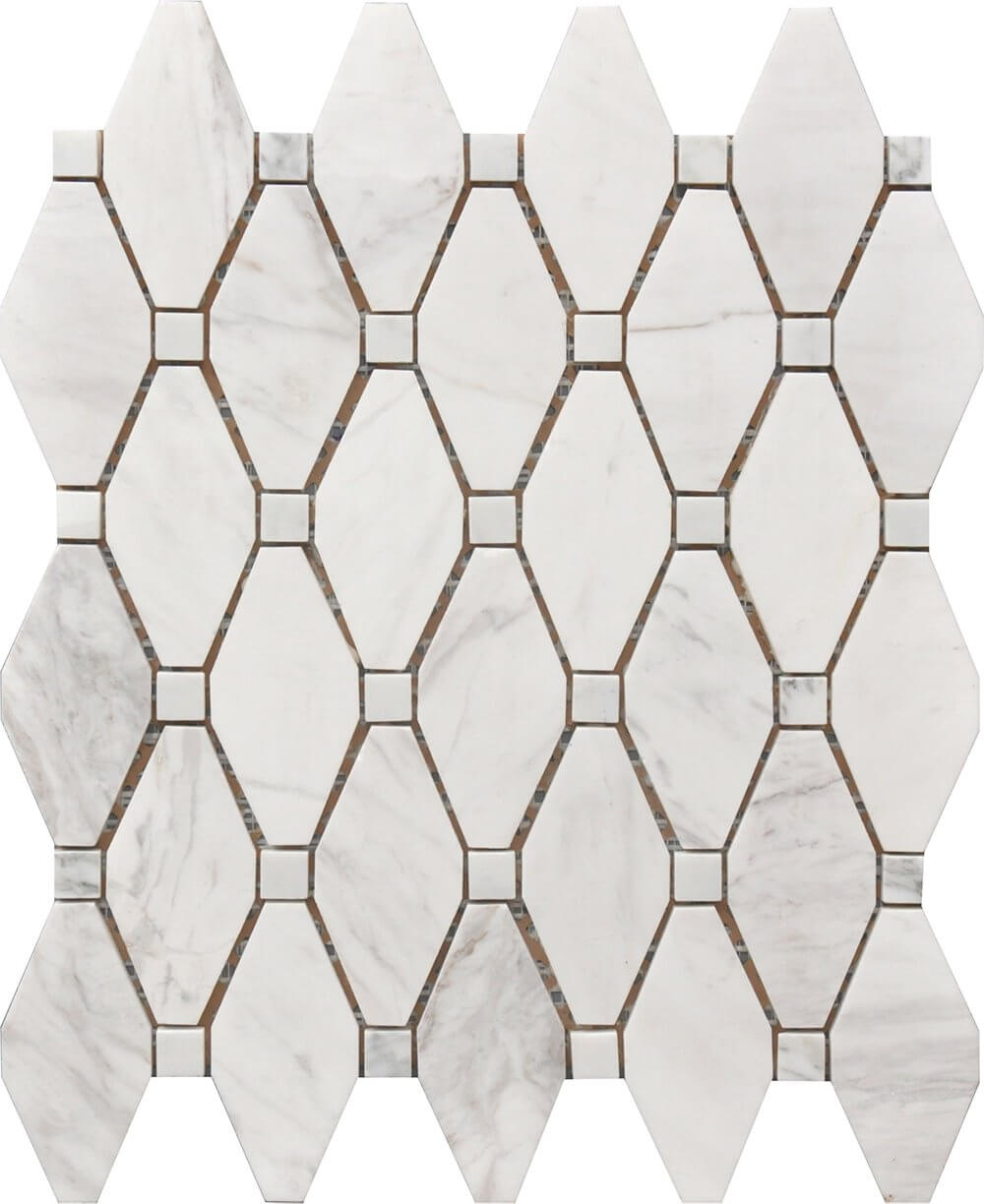 Roca Tile - Large Marble Rhombus Mosaic 12 x 12