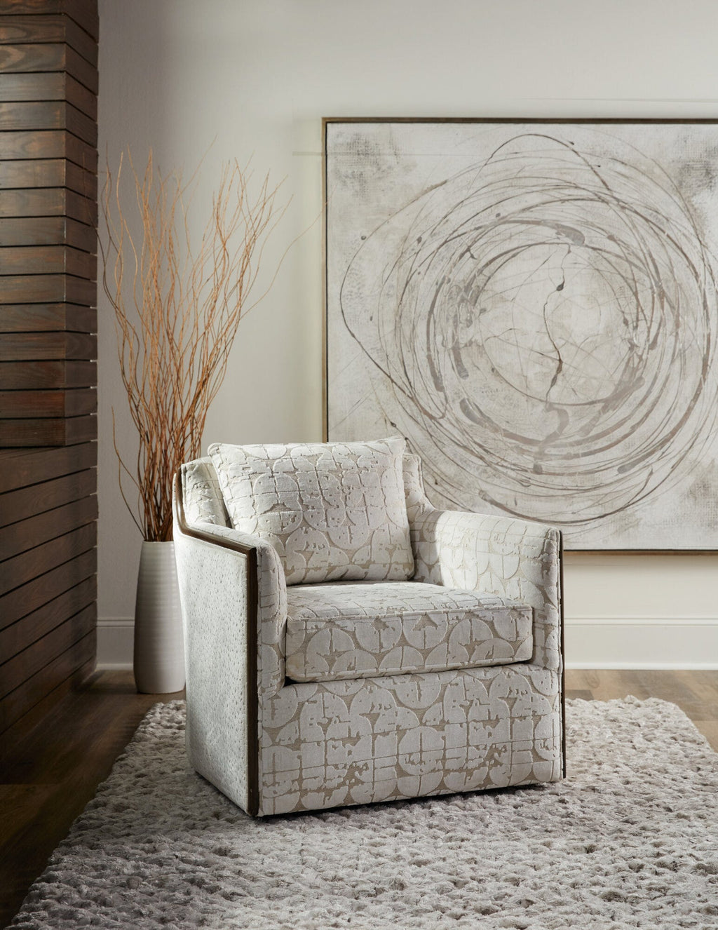 Oakley Exposed Wood Swivel Chair