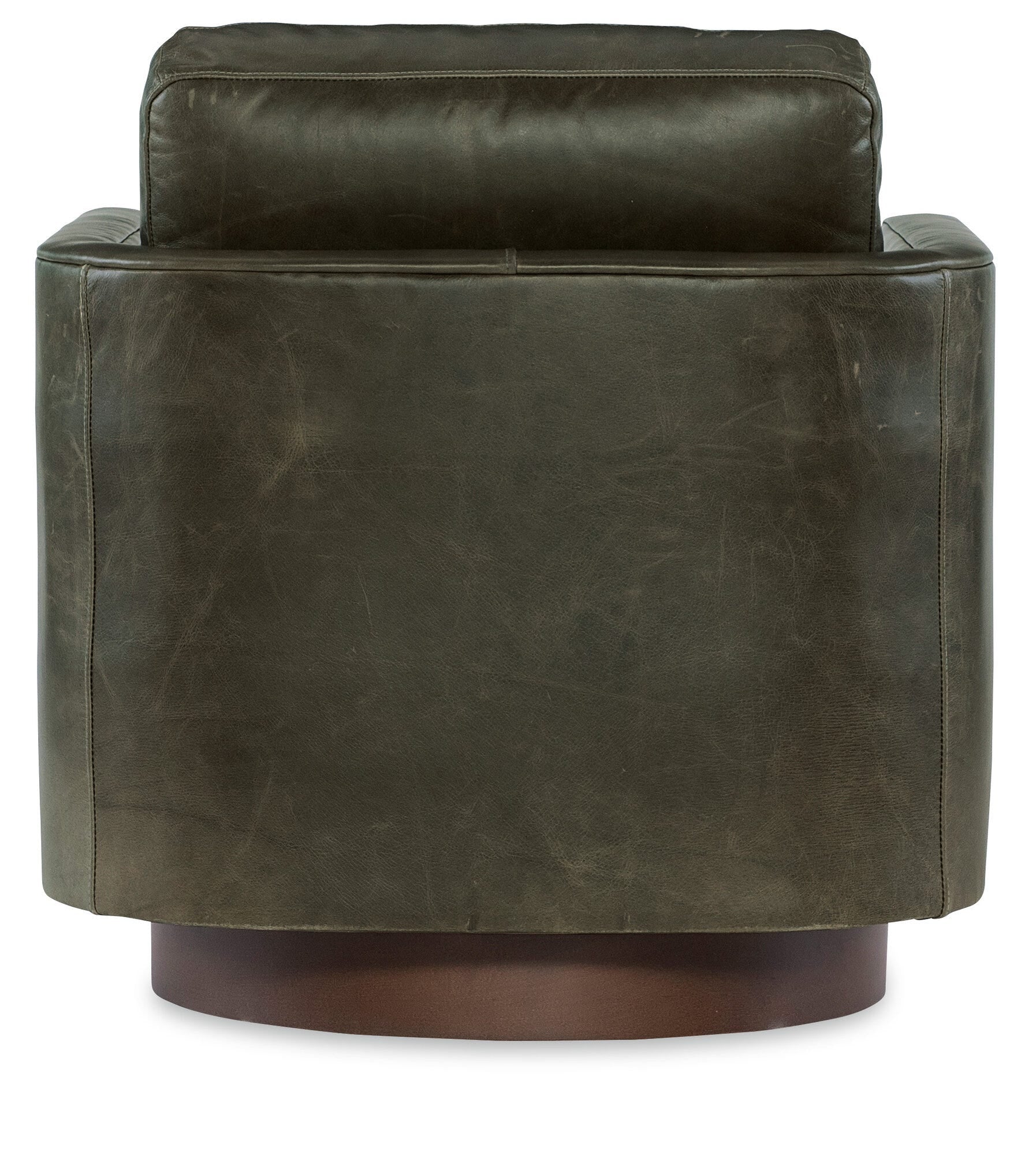Owen Exposed Wood Leather Swivel Chair