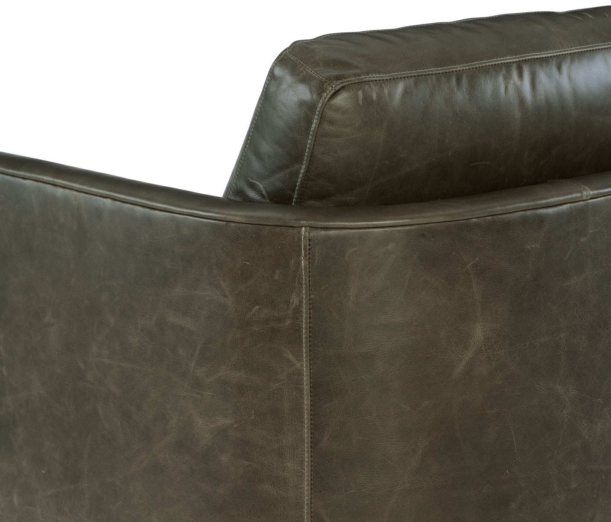 Owen Exposed Wood Leather Swivel Chair
