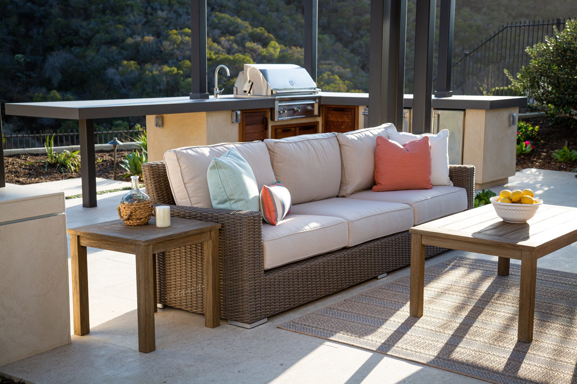 Coronado Sofa in Canvas Flax w/ Self Welt
