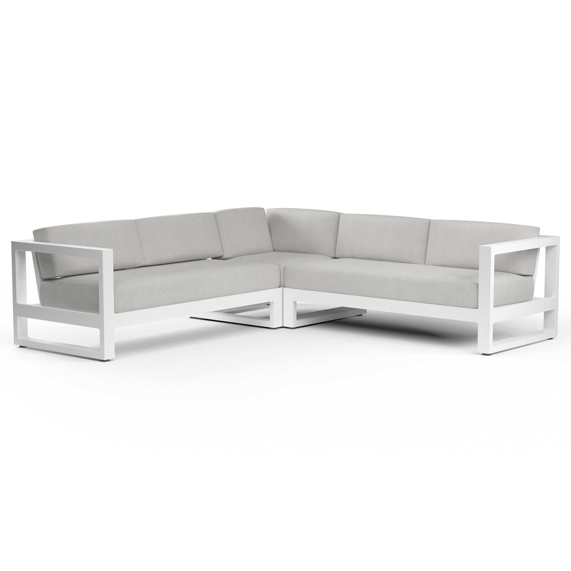 Newport Sectional in Cast Silver, No Welt