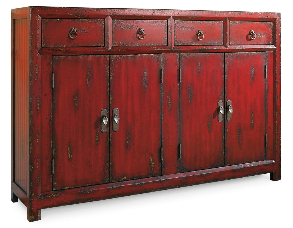 58'' Red Asian Cabinet Silo