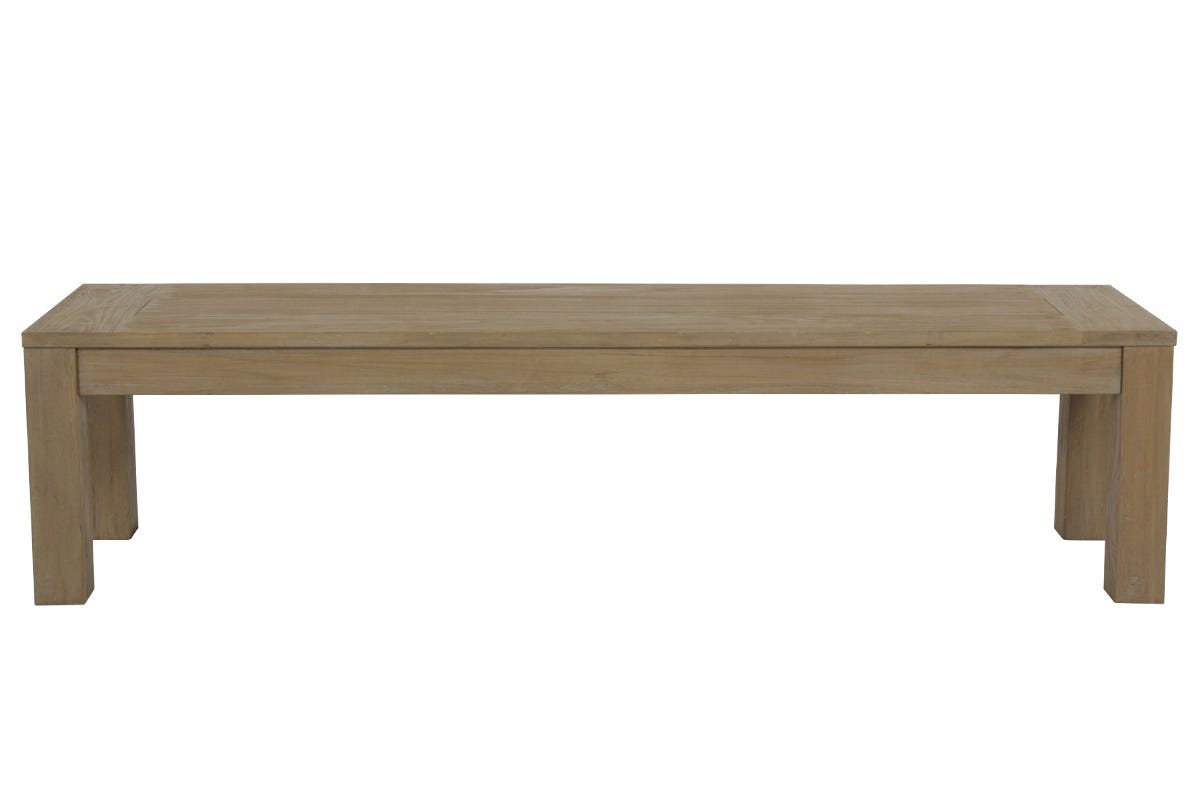 Coastal Teak Dining Bench in Canvas Canvas, No Welt