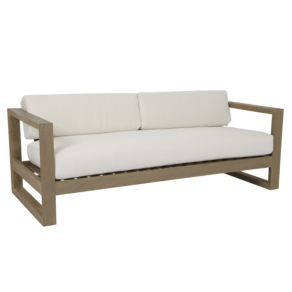 Coastal Teak Sofa in Canvas Canvas, No Welt