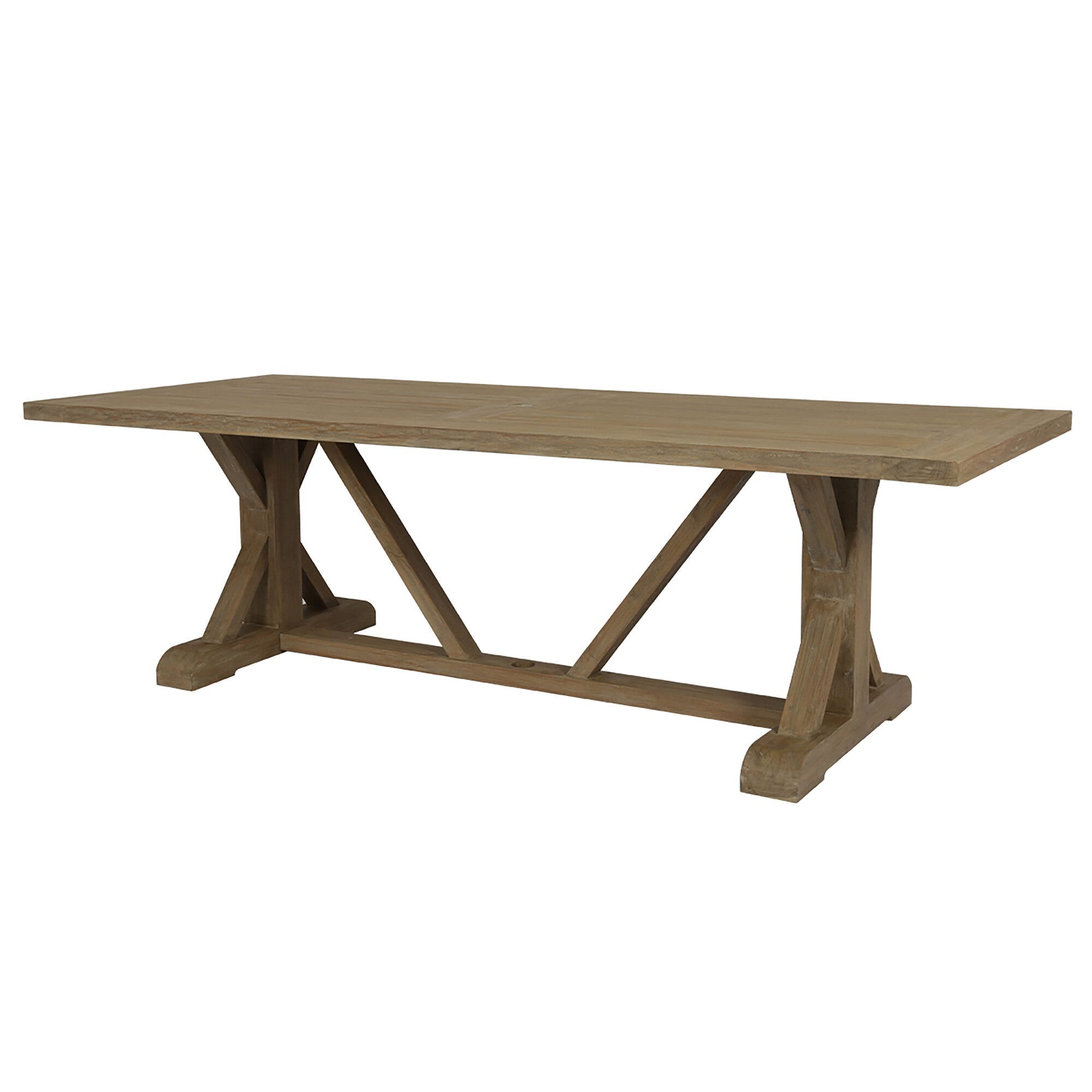 Coastal Teak 94 in. Rectangular Trestle Dining Table