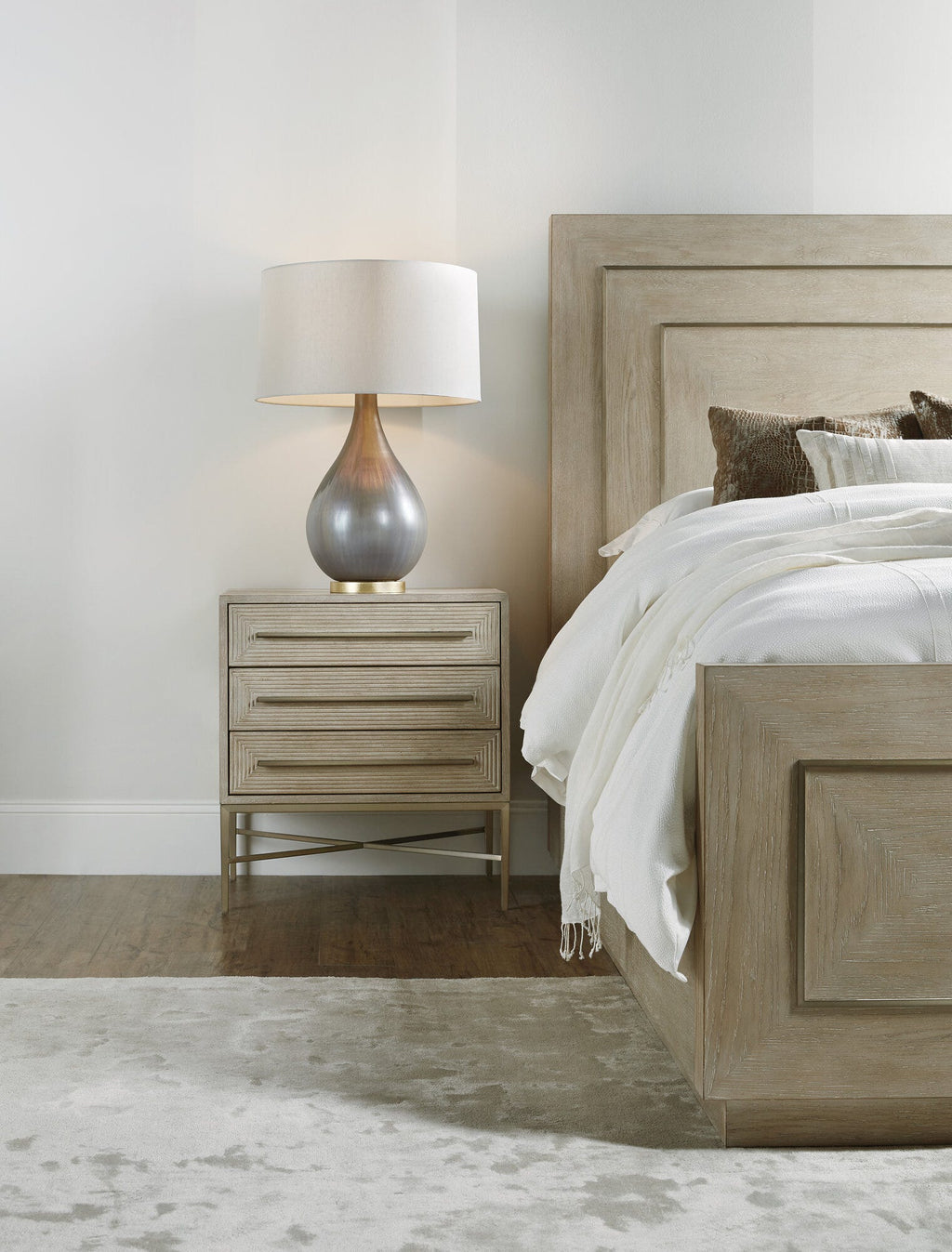 Room view of Cascade Three-Drawer Nightstand