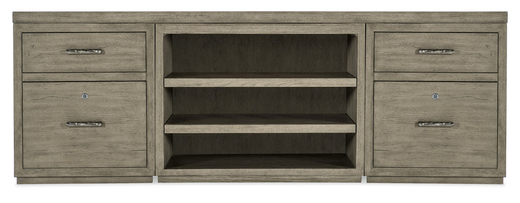 Linville Falls 84" Credenza with Two Files and Open Desk Cabinet - Straight