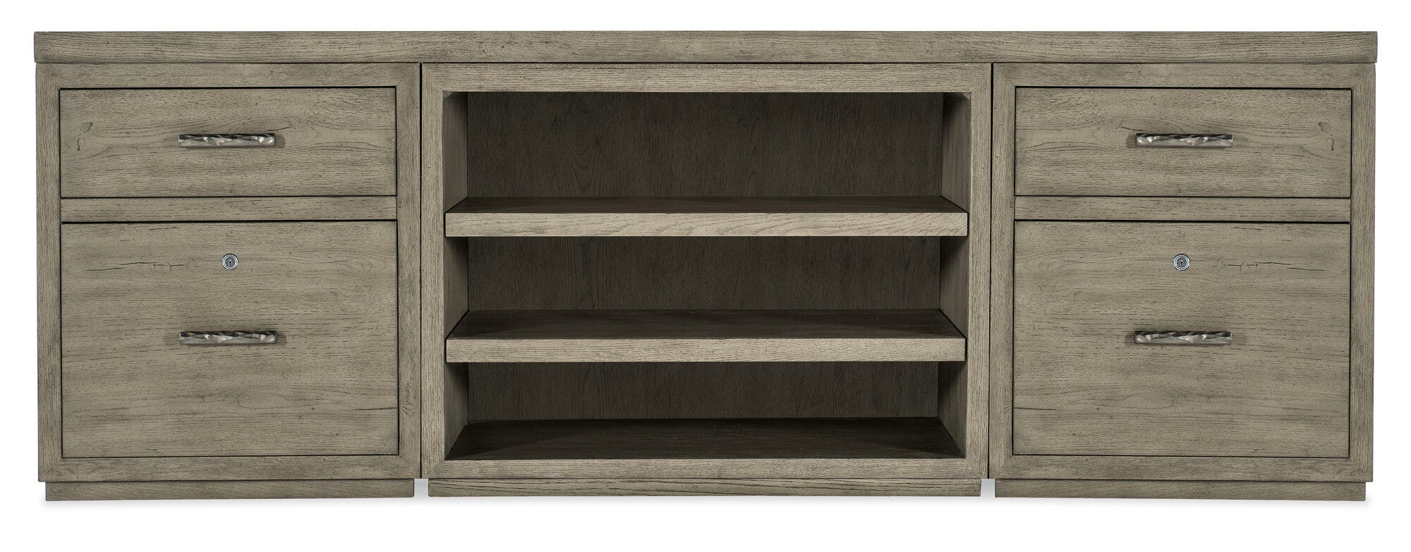 Linville Falls 84" Credenza with Two Files and Open Desk Cabinet - Straight