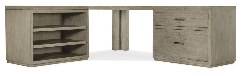 Linville Falls Corner Desk with Lateral File and Open Desk Cabinet - Straight