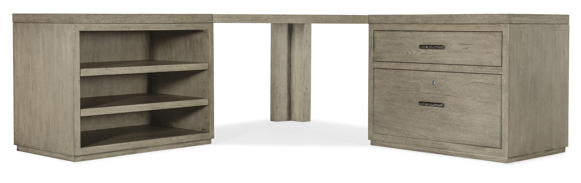 Linville Falls Corner Desk with Lateral File and Open Desk Cabinet - Straight