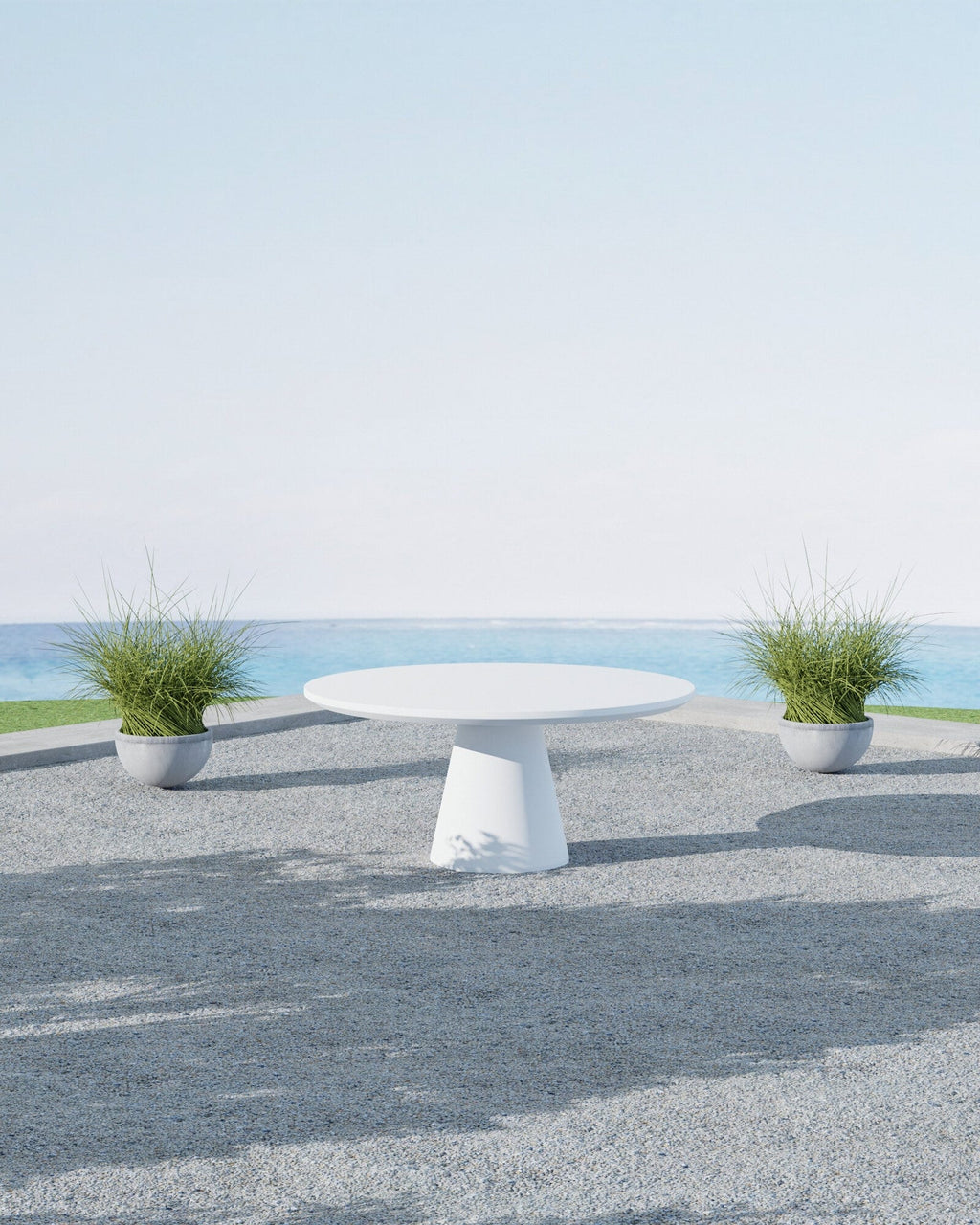 Pedestal Dining Table, Bone Finish