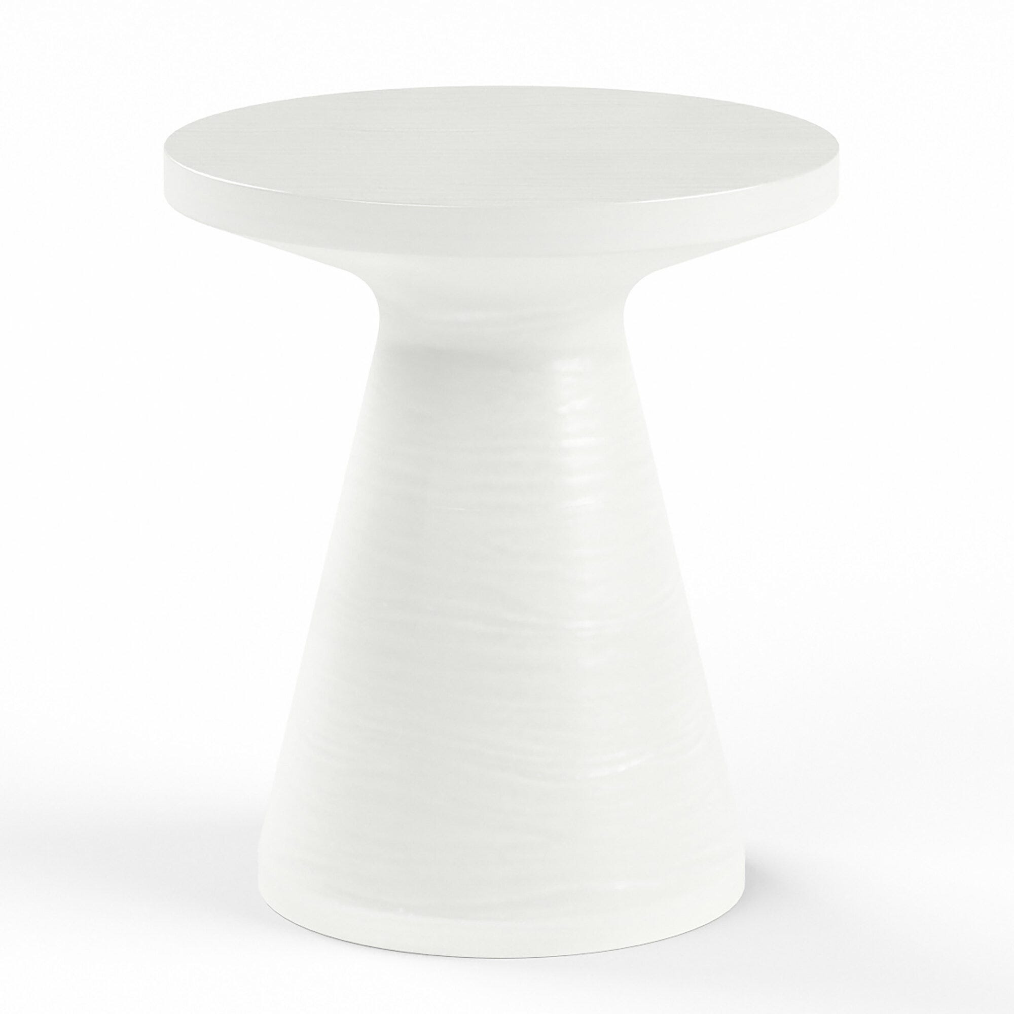 GRC Round End Table, Bone Finish