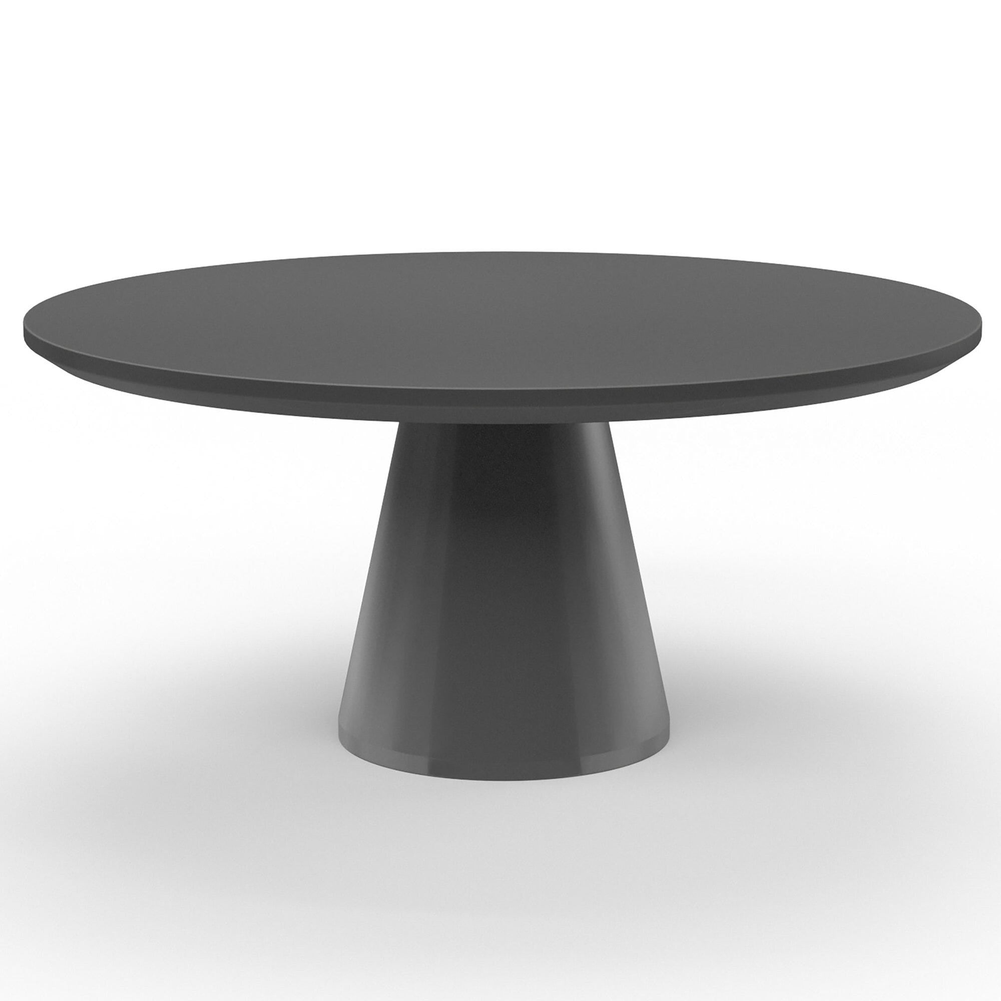 Pedestal Dining Table, Dark Gray Finish