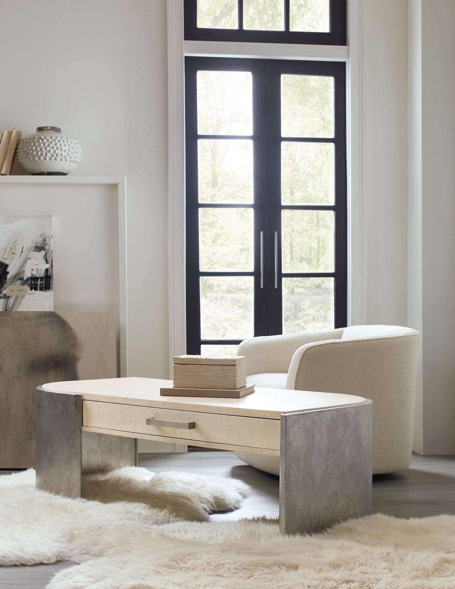 Melange Silverfrost Cocktail Table Room Image