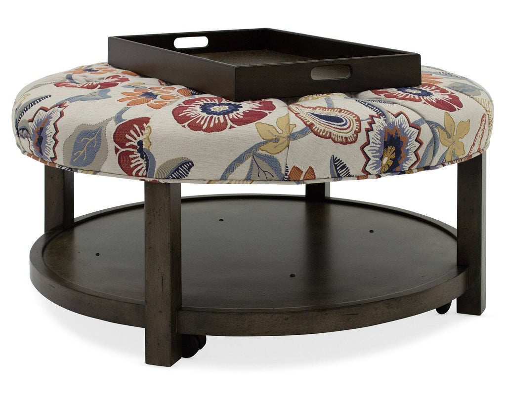 Harlow Round Tufted Ottoman Silo Image 2