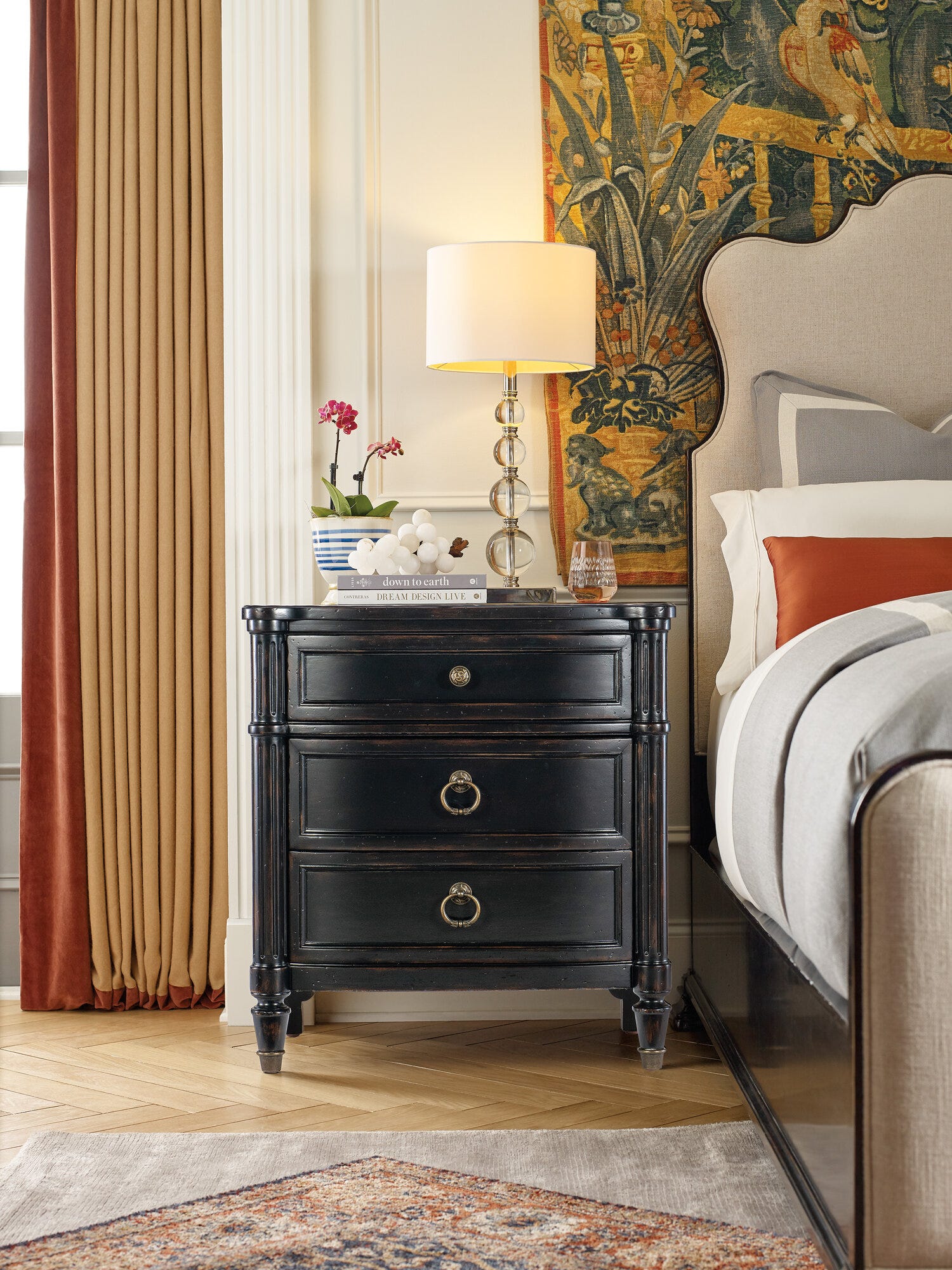 Charleston Three-Drawer Nightstand Room Image 2