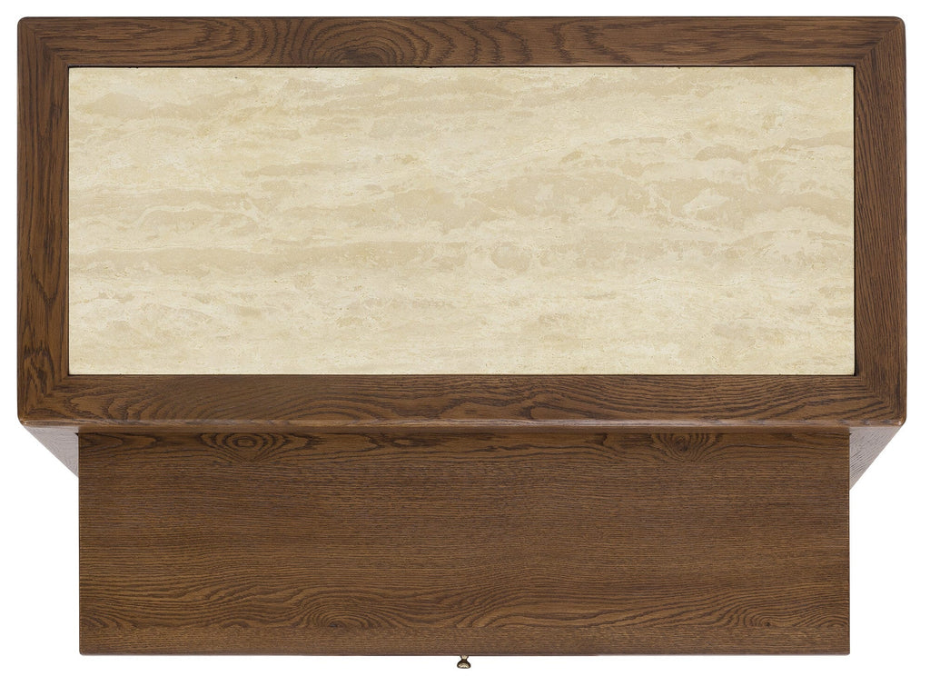 Driftwood One-Drawer Nightstand with Stone - Top Image