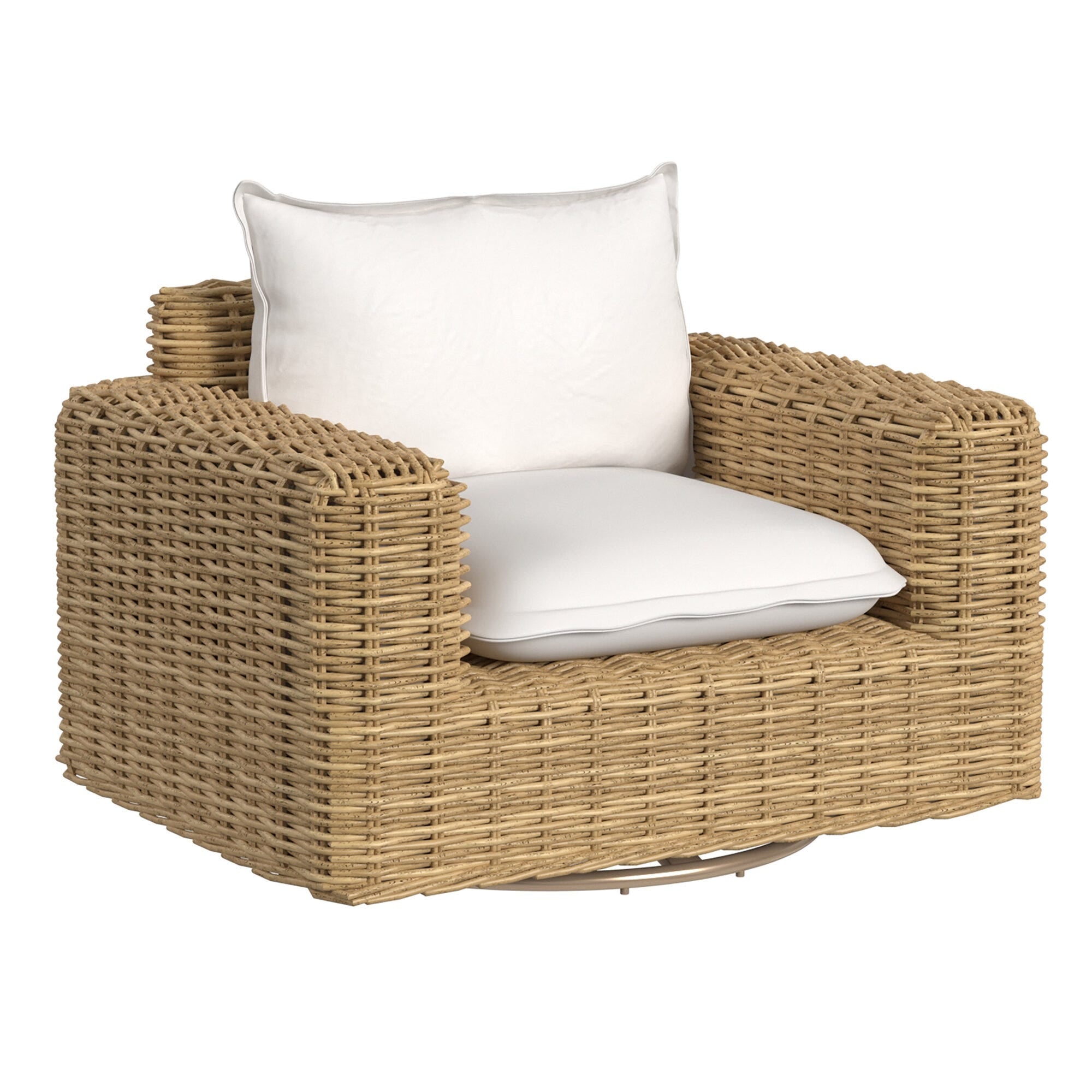 Playa Oversized Swivel Club Chair in Soothe Pearl w/ Flange Welt