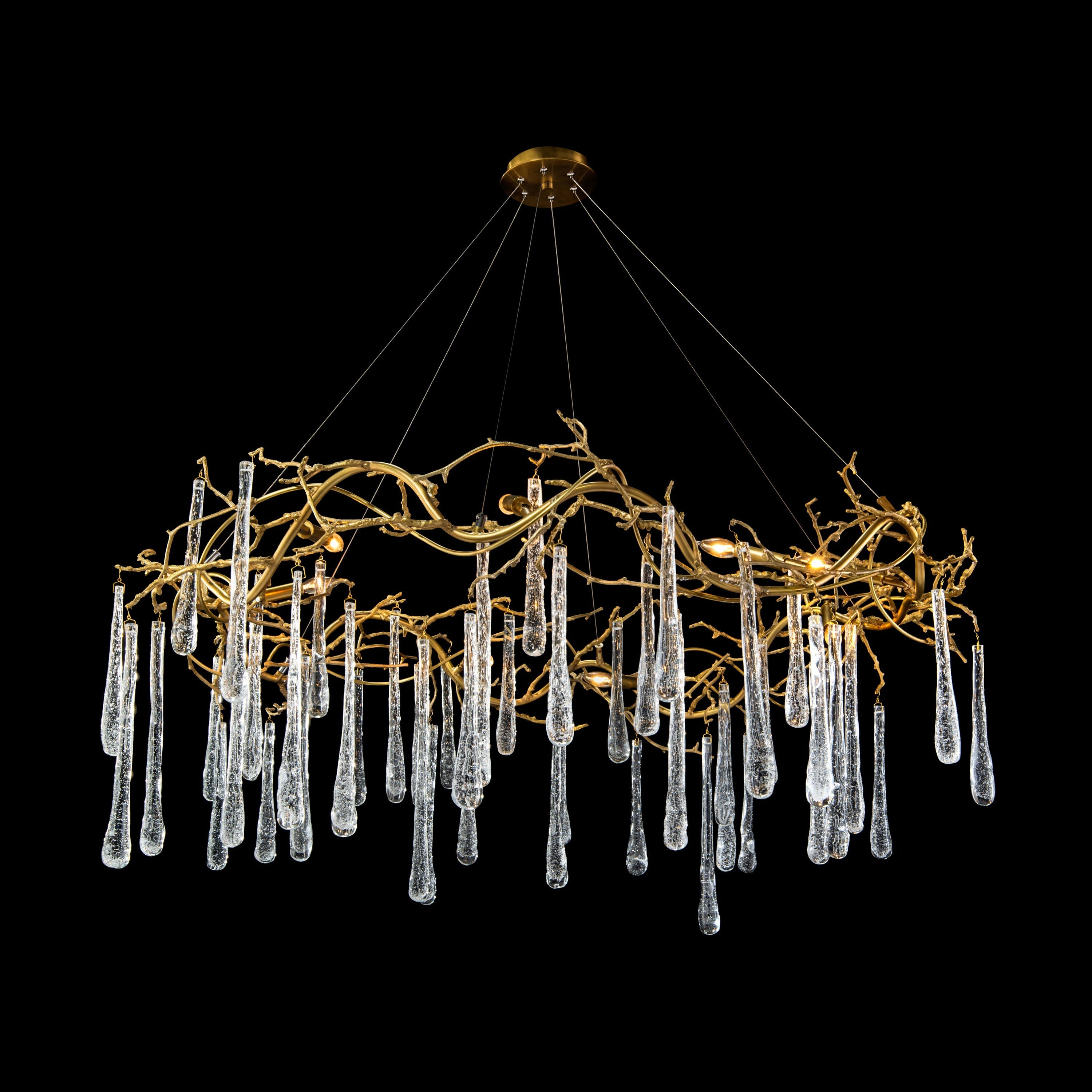 Brass and Glass Teardrop Eight-Light Chandelier | John Richard - AJC-8980