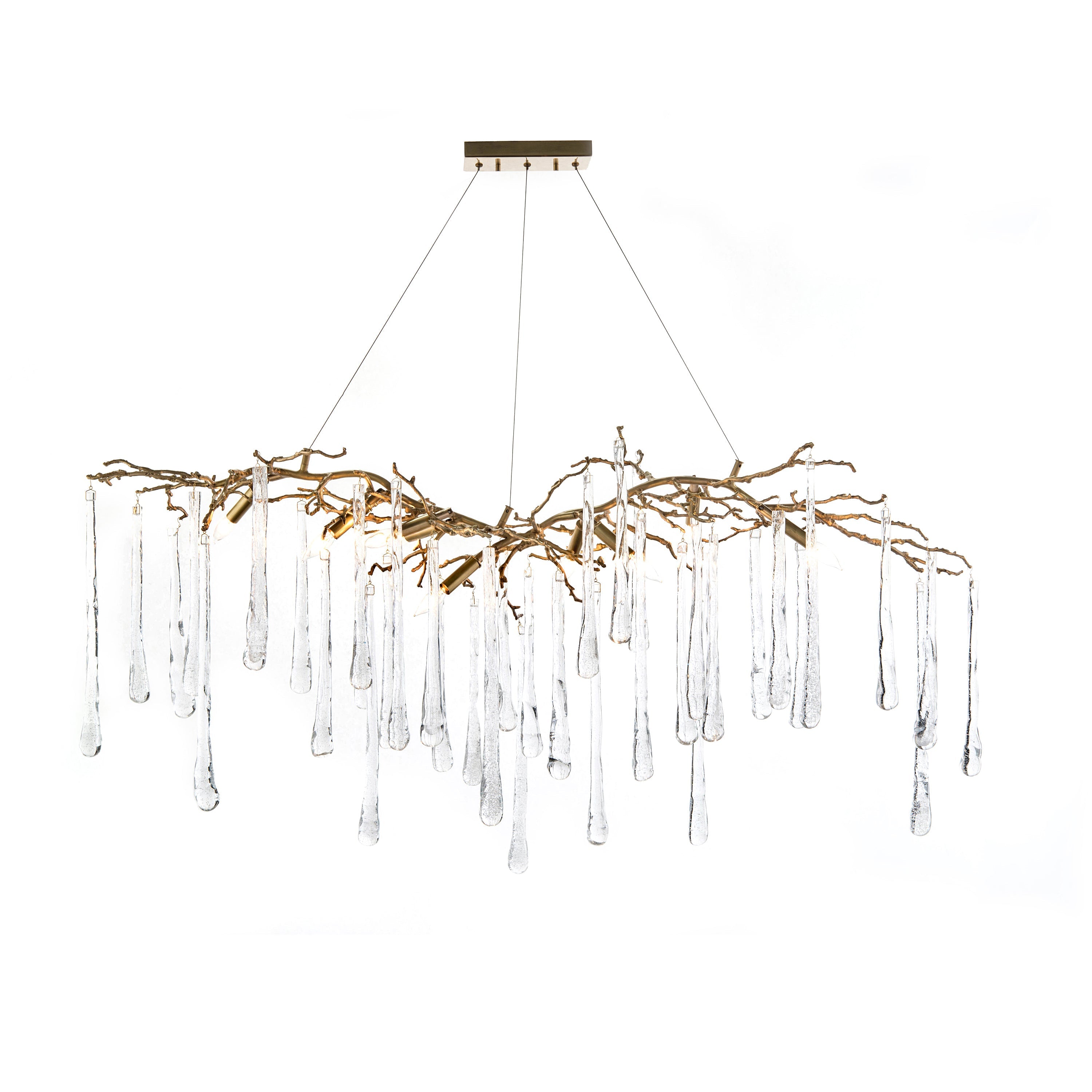 Brass and Glass Teardrop Nine-Light Chandelier | John Richard - AJC-8982