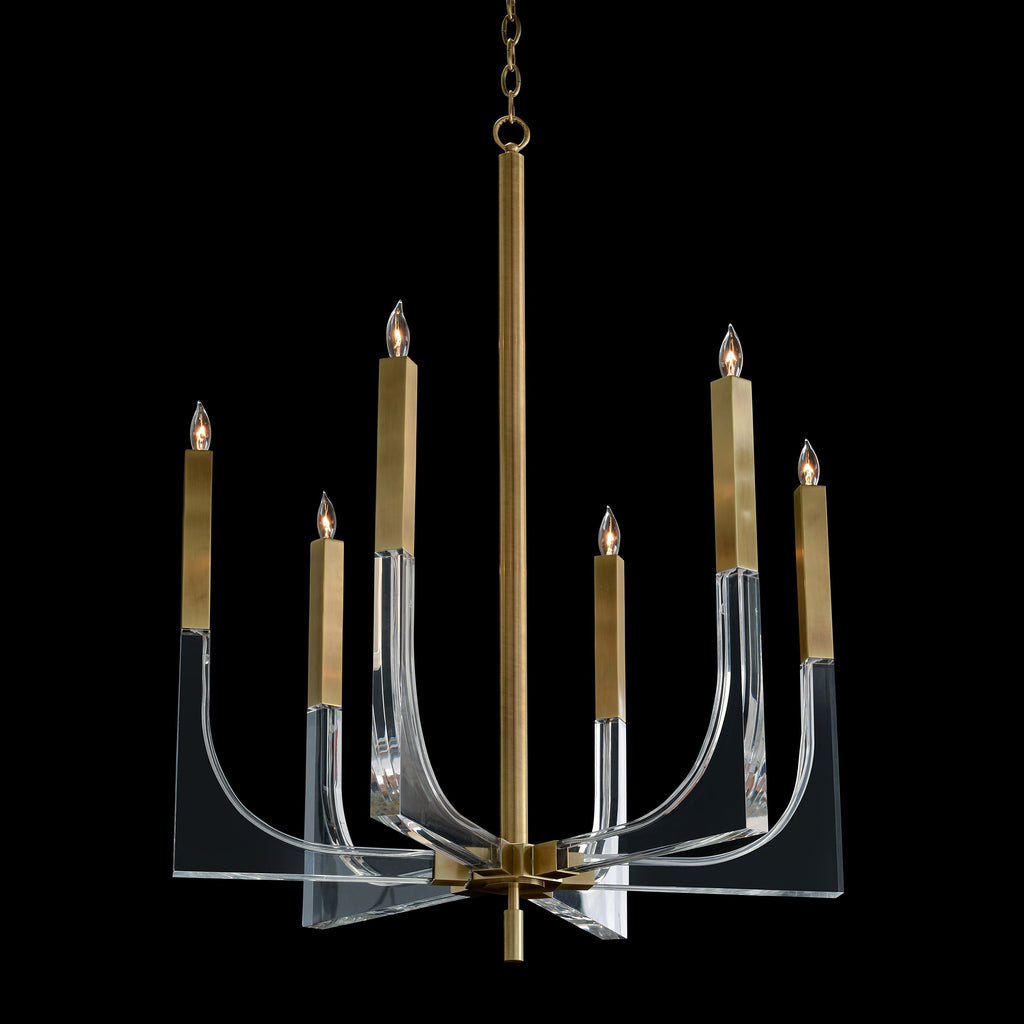 Acrylic and Brass Six-Light Chandelier | John Richard - AJC-9039