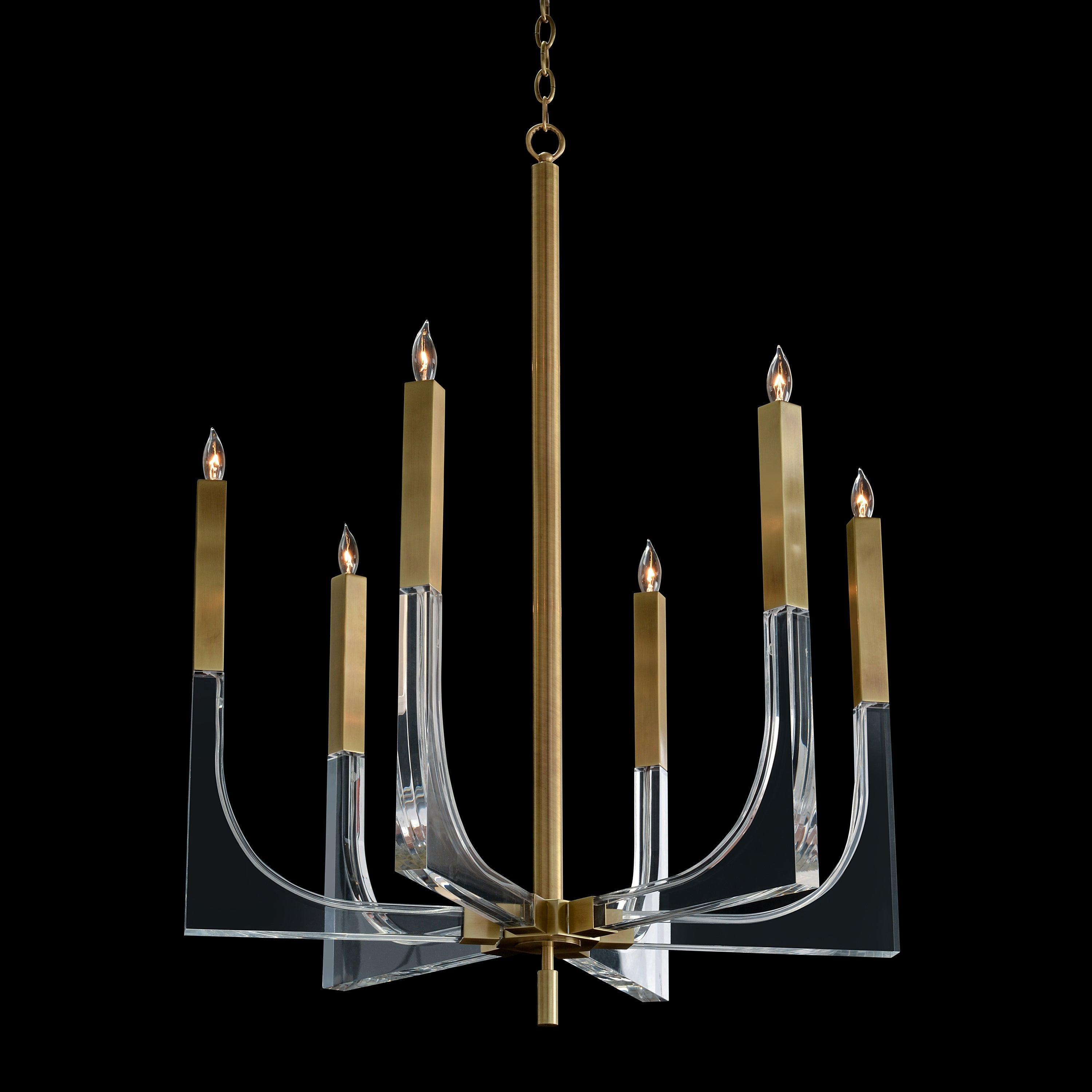 Acrylic and Brass Six-Light Chandelier | John Richard - AJC-9039