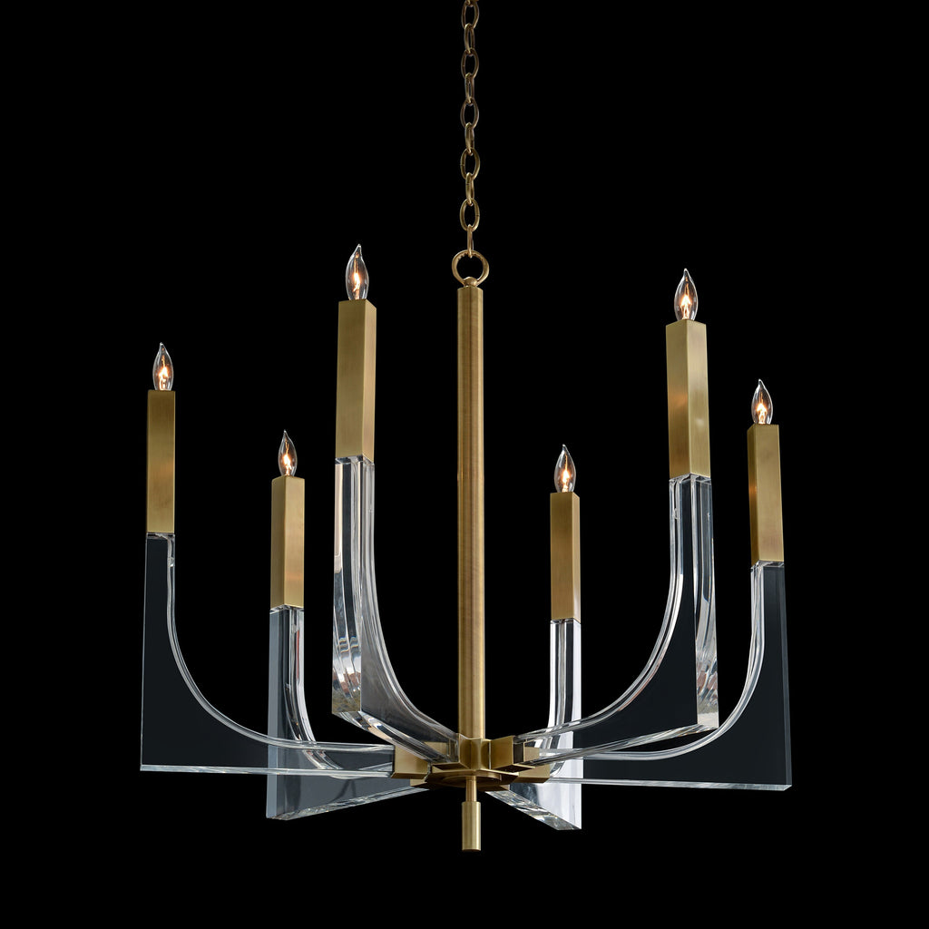 Acrylic And Brass Six-Light Chandelier | John Richard - AJC-9041