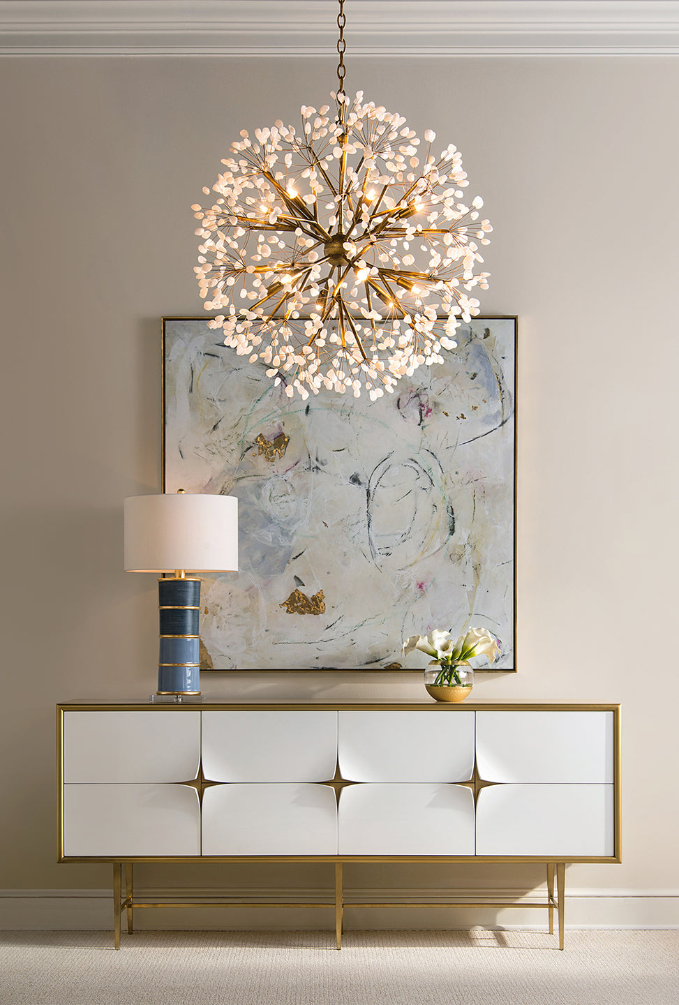 Spherical Twelve-Light Stone, Quartz Chandelier | John Richard - AJC-9082