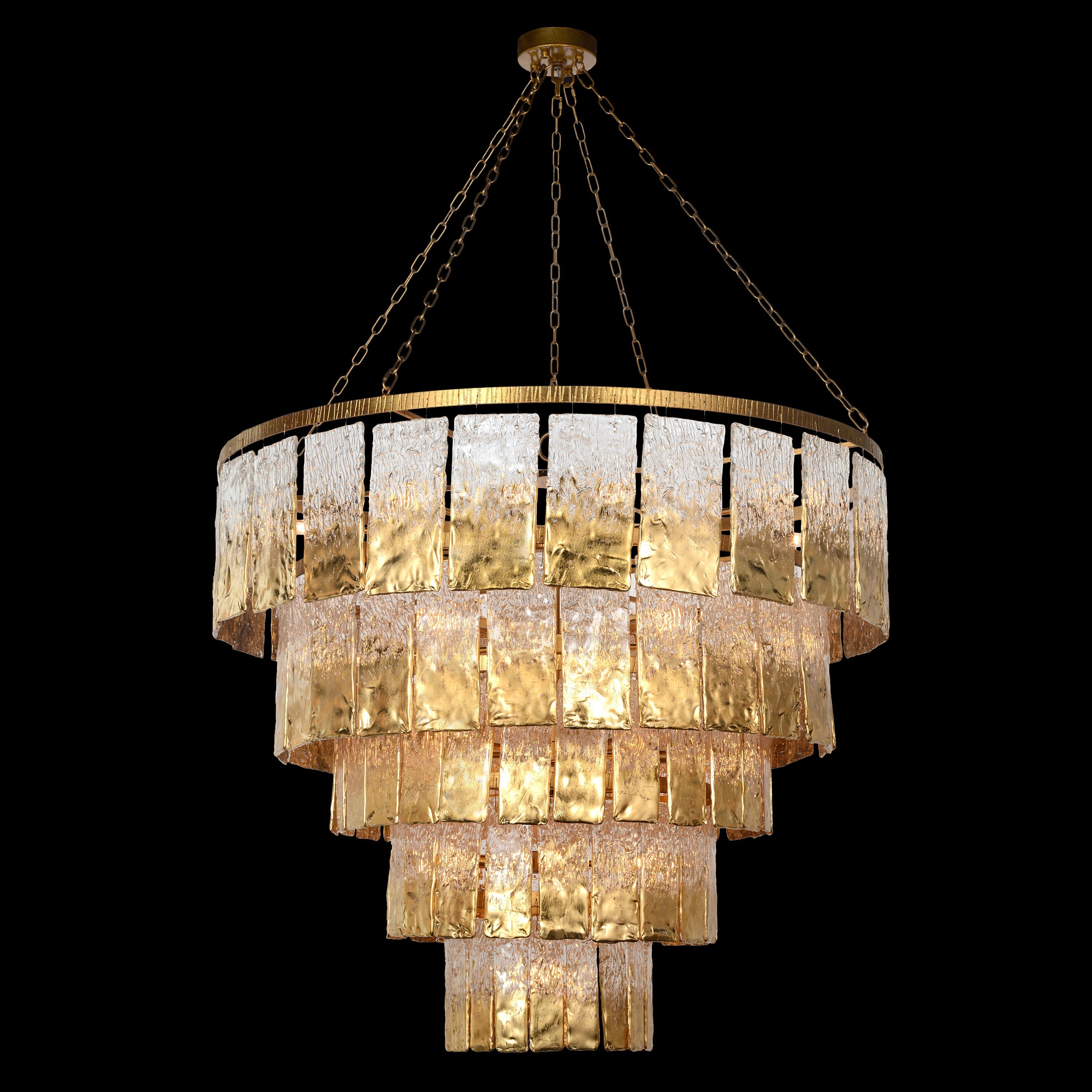 Twilight Twenty-Four-Light Slumped Glass Chandelier, Gold | John Richard - AJC-9102