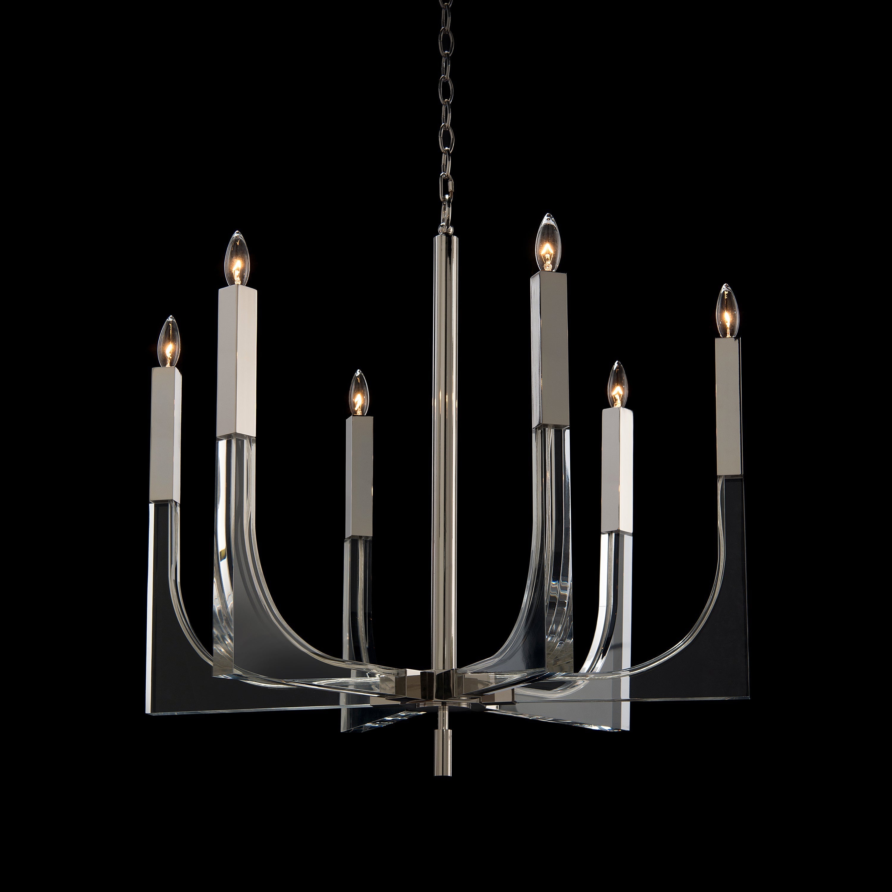 Acrylic And Nickel Six-Light Chandelier | John Richard - AJC-9117