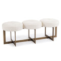 White Leather Button Bench | John-Richard - AMF-1474-WHTE-AS