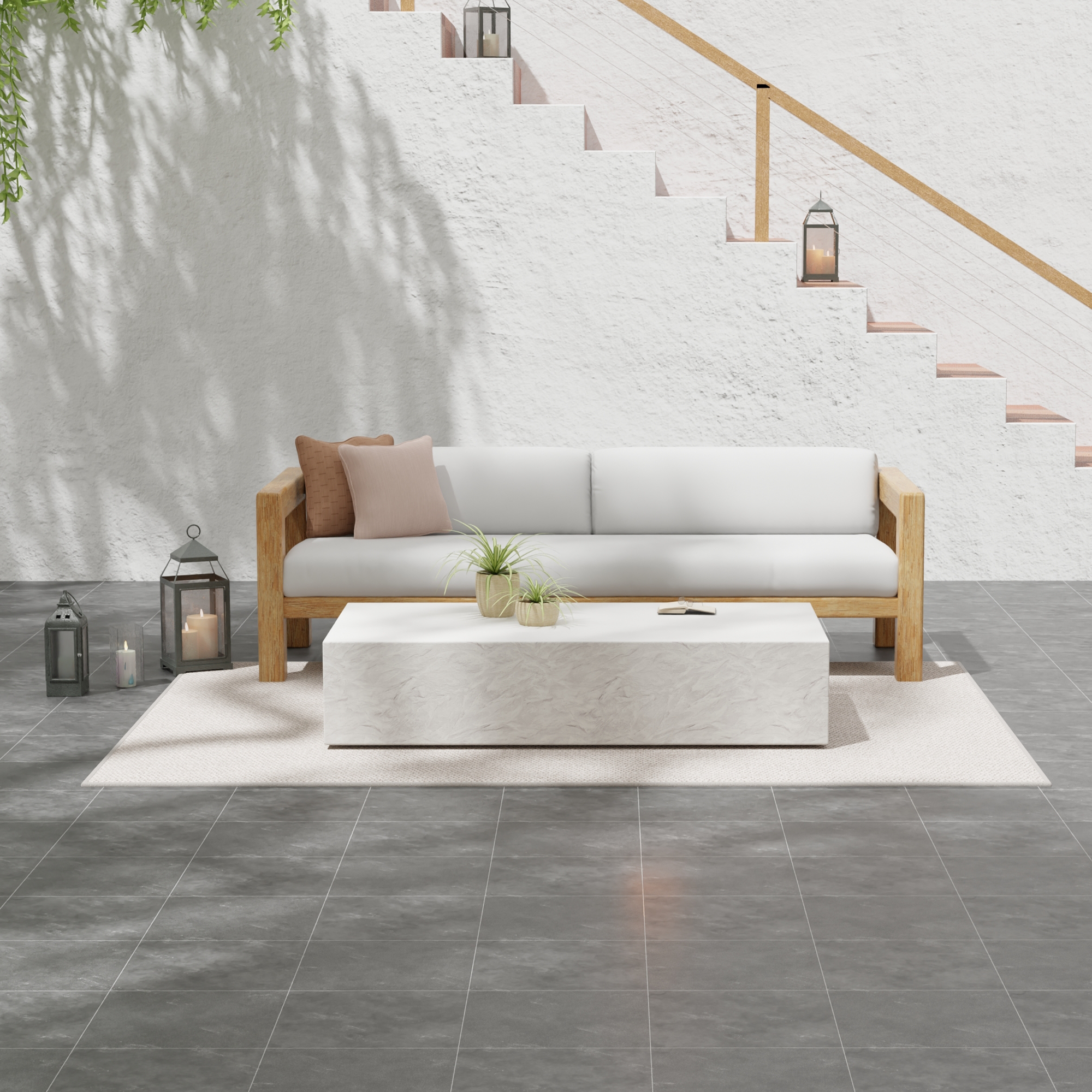 Antique Stone Rectangle Coffee Table