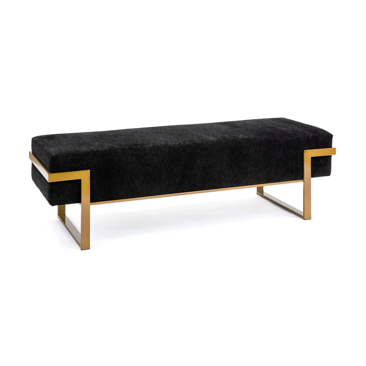 Athena Bench B1514 Sheen Gold finish with Mid Black Fabric