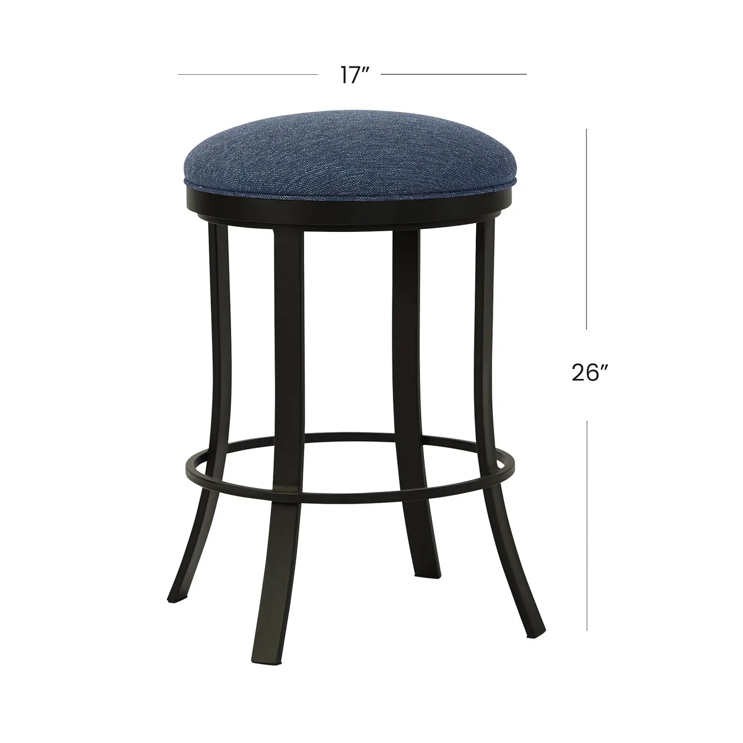 Bali B516H26BS Matte Black Finish with Max Denim Fabric dimensions 26"