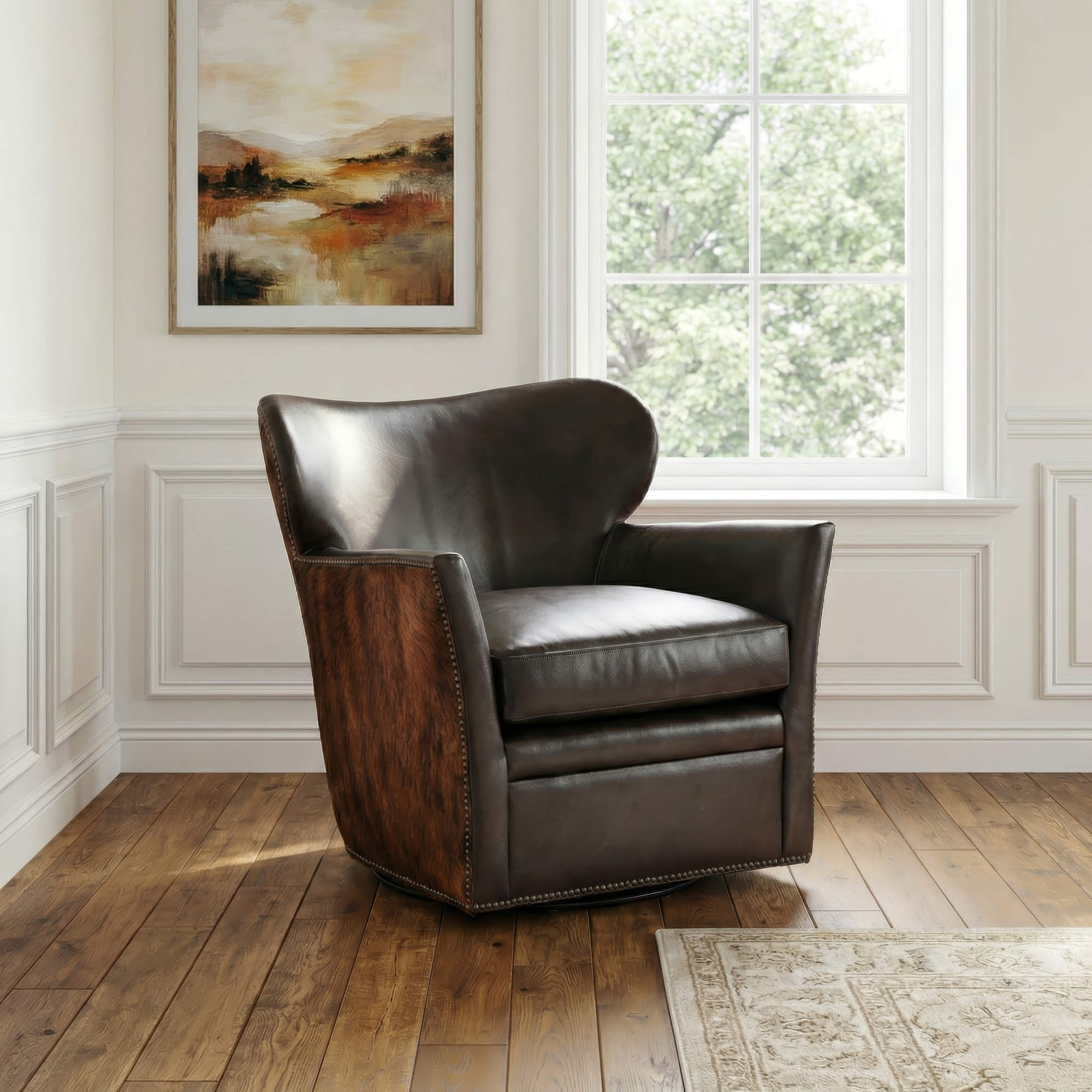 Kato leather Swivel Chair with Dark HOH - Final Image