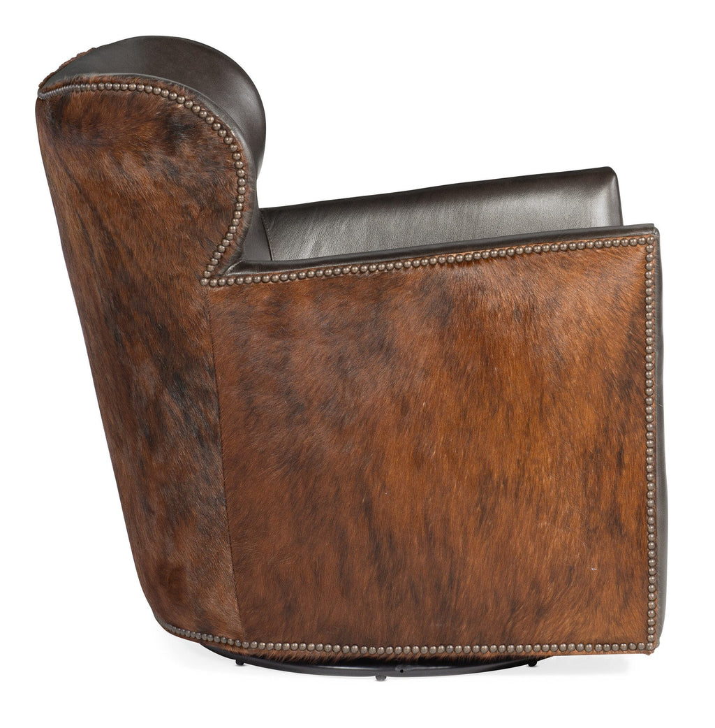 Kato leather Swivel Chair with Dark HOH - Side Image