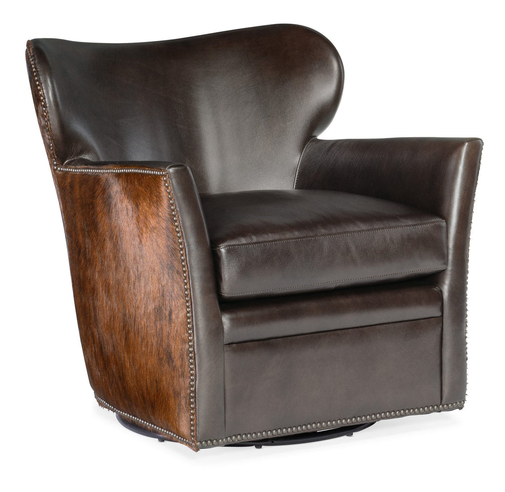 Kato leather Swivel Chair with Dark HOH - Silo Image 1